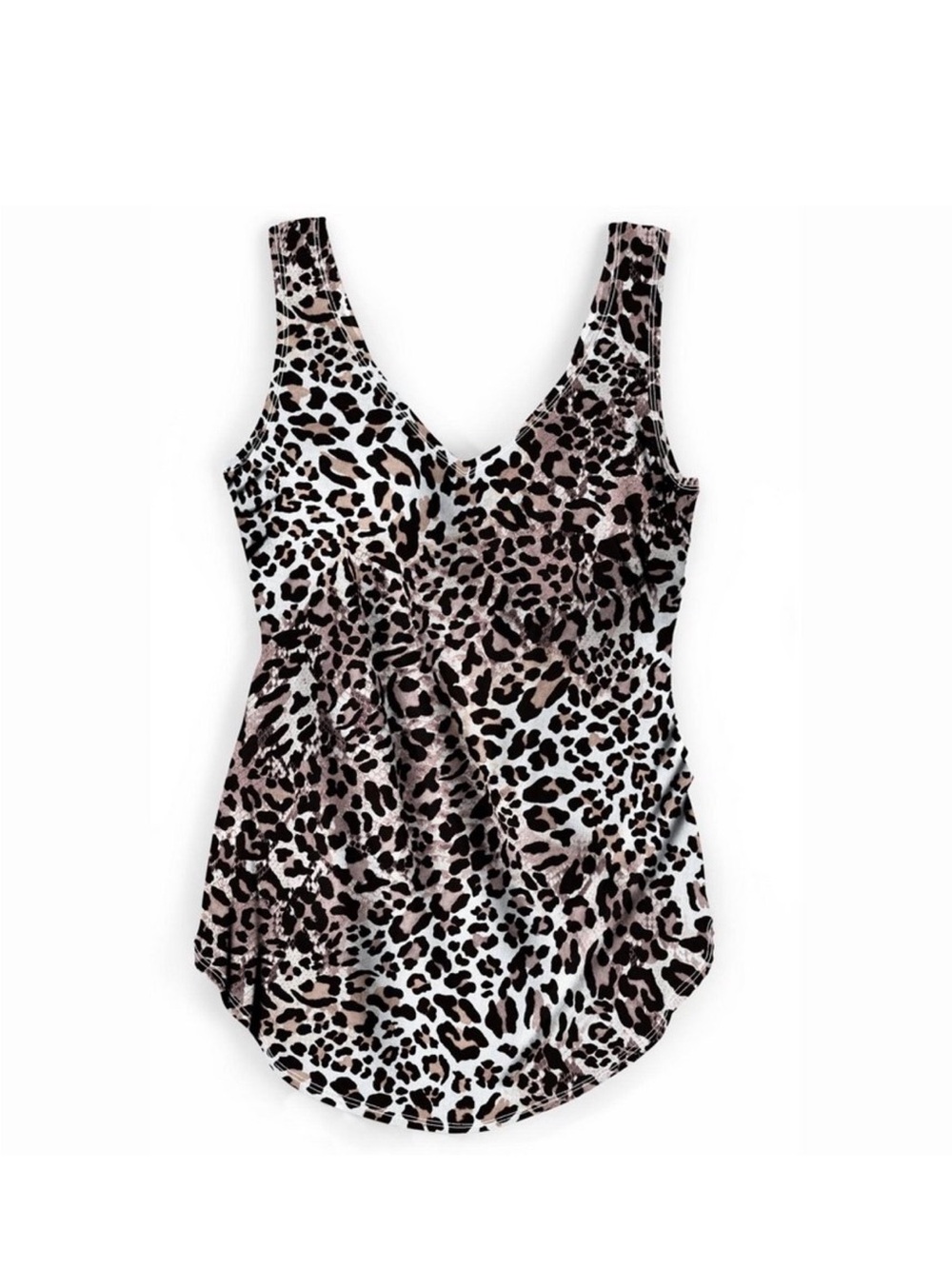 Leopard swimsuit one piece, Swim Tank Top - Brown/Black size 16